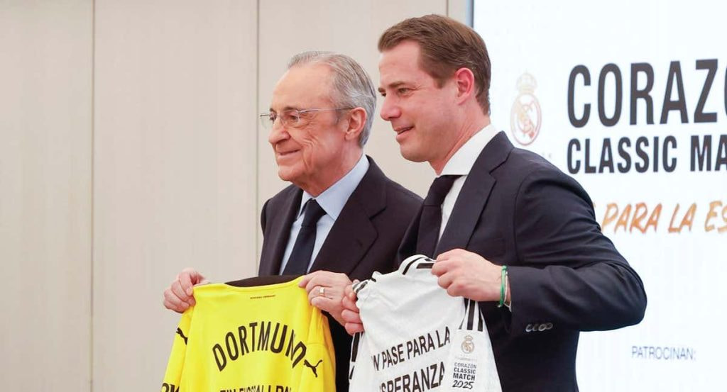 Florentino Pérez y Lars Ricken presentan el Corazón Classic Match 2025.