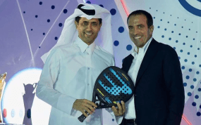 Nasser Al-Khelaifi y Luigi Carraro en un acto.