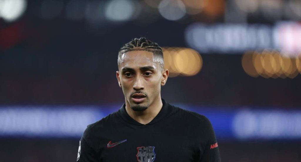 Raphinha, en un partido con el Barcelona.
