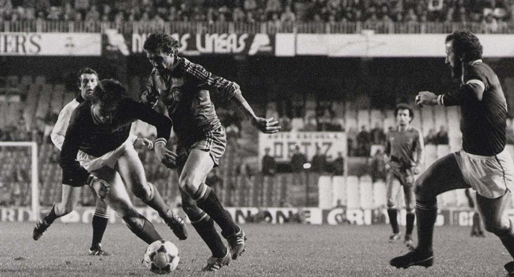 Un partido de la Selección ante Escocia en Mestalla, en 1982.