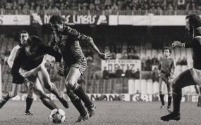 Un partido de la Selección ante Escocia en Mestalla, en 1982.