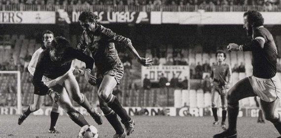 Un partido de la Selección ante Escocia en Mestalla, en 1982.