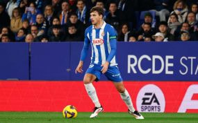 Urko González con la camiseta del Espanyol ante el Real Madrid.