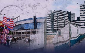 El antiguo estadio Vicente Calderón y el solar que ha provocado una lucha vecinal en Madrid.