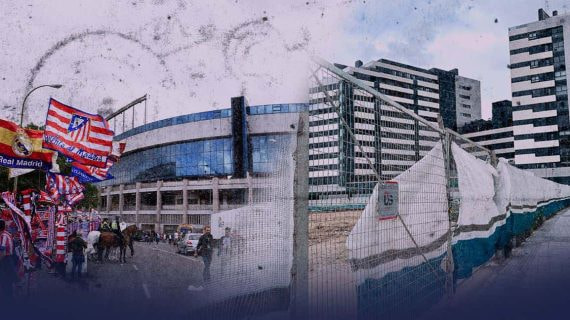 El antiguo estadio Vicente Calderón y el solar que ha provocado una lucha vecinal en Madrid.