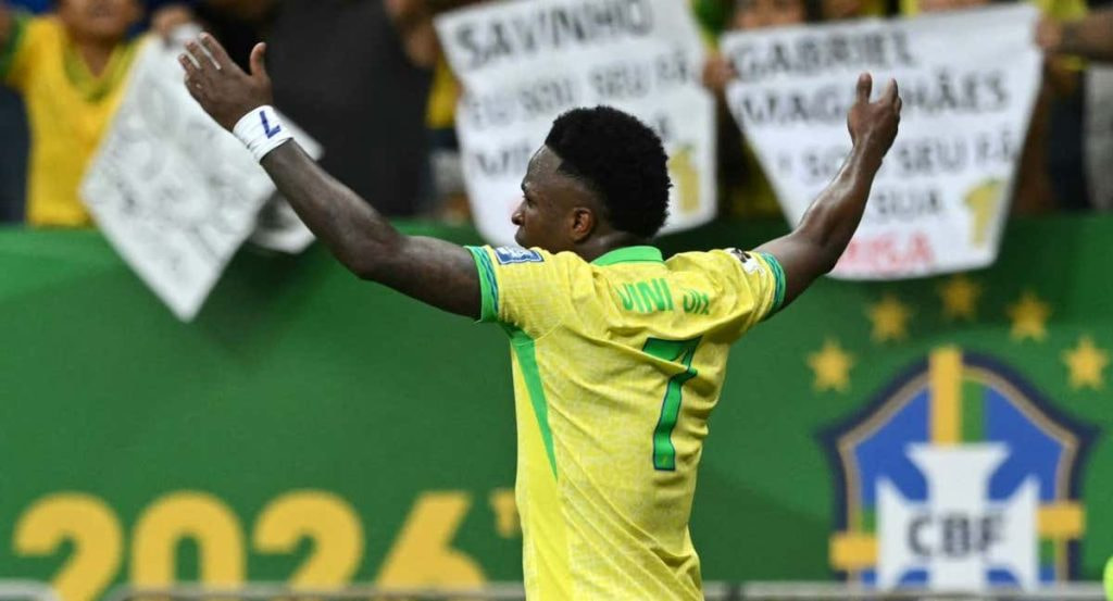 Vini ha marcado su primer gol en las Eliminatorias al Mundial 2026.