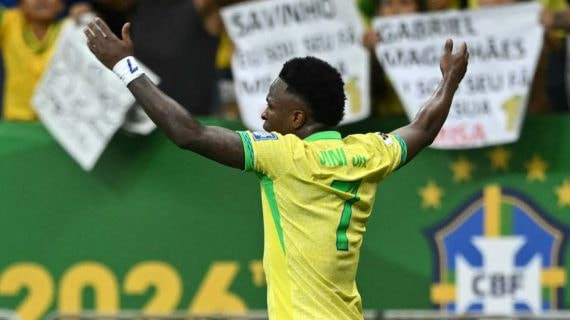 Vini ha marcado su primer gol en las Eliminatorias al Mundial 2026.