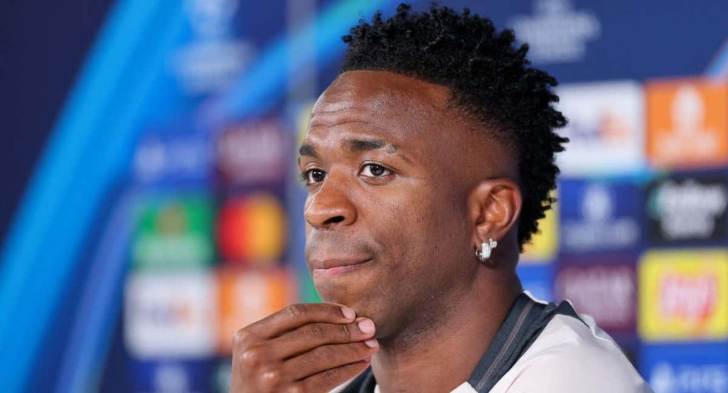 Vinicius Junior, en rueda de prensa antes del derbi.