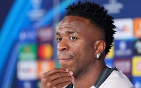 Vinicius Junior, en rueda de prensa antes del derbi.