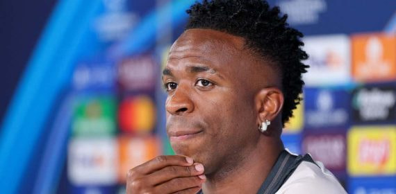 Vinicius Junior, en rueda de prensa antes del derbi.