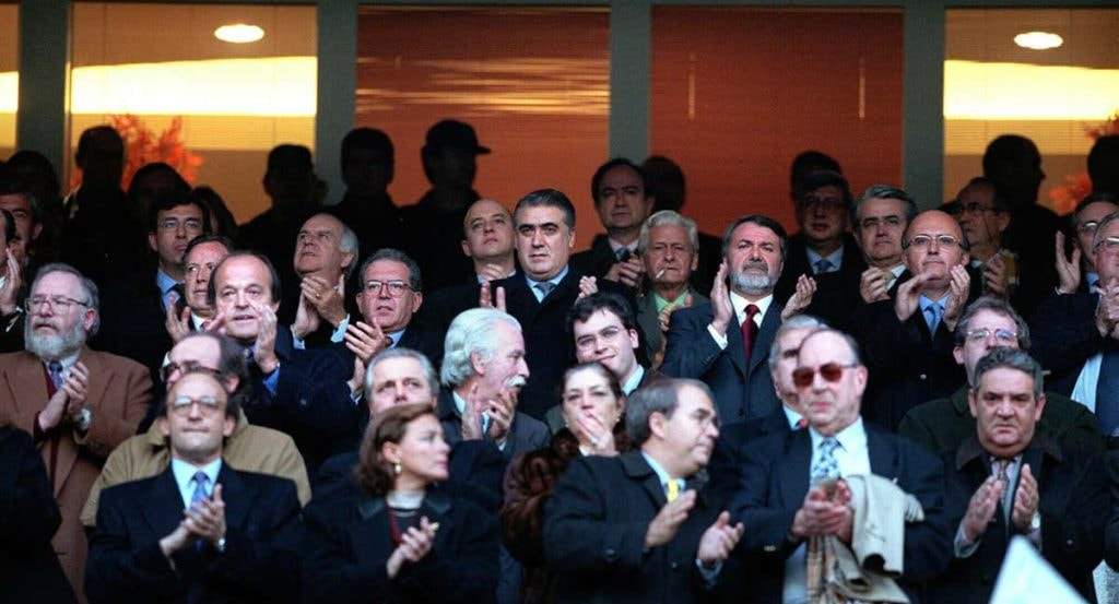 El palco del Bernabéu, en tiempos de Lorenzo Sanz.
