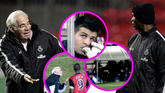 Eto'o es recriminado por Luis Aragónes.