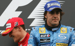 Alonso y Schumacher, durante aquel épico año 2005.