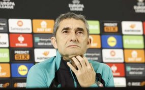 Valverde, durante una rueda de prensa en la Europa League.