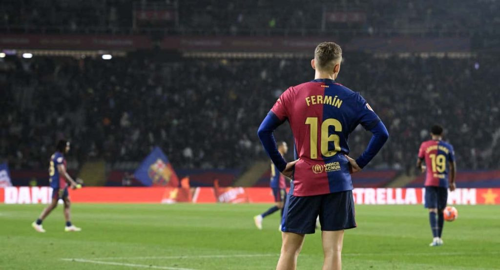 Fermín López en el último partido con el Barcelona.