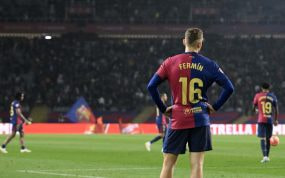 Fermín López en el último partido con el Barcelona.