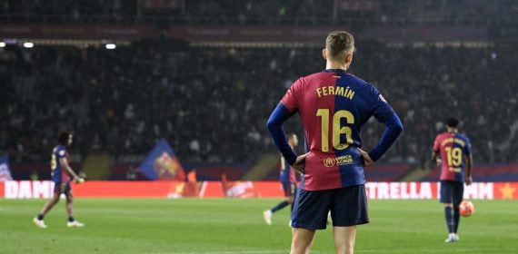Fermín López en el último partido con el Barcelona.