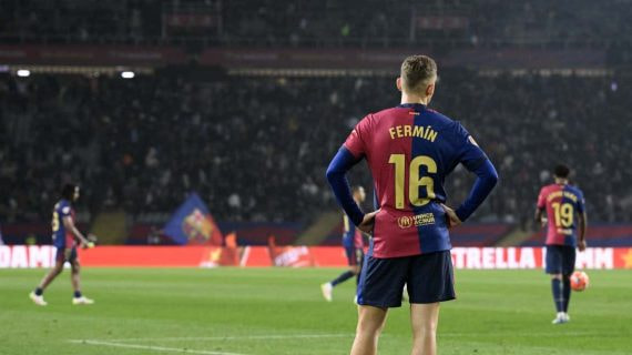 Fermín López en el último partido con el Barcelona.