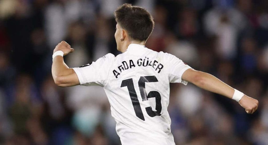 Arda Güler celebra su gol contra el Getafe.