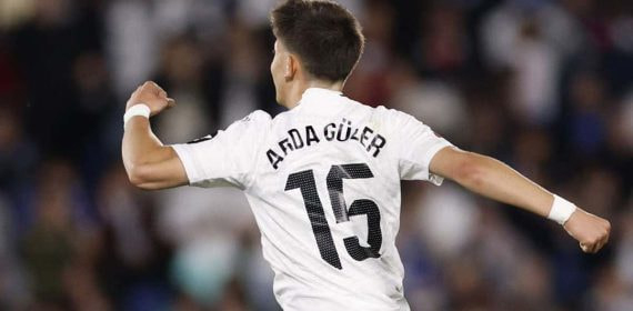 Arda Güler celebra su gol contra el Getafe.