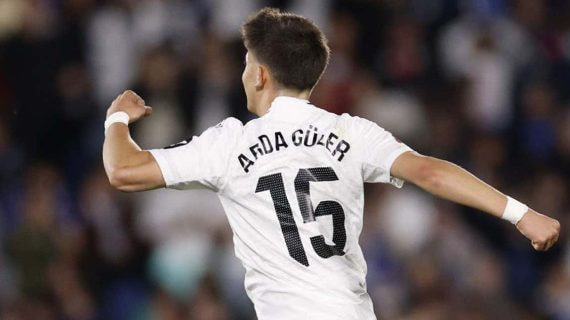 Arda Güler celebra su gol contra el Getafe.