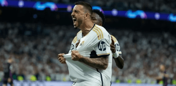 Joselu celebra el gol ante el Bayern de Munich.