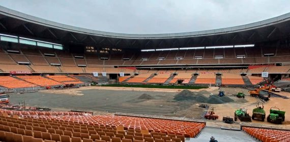 El estadio de La Cartuja, en obras antes de la final de Copa del Rey 2025.