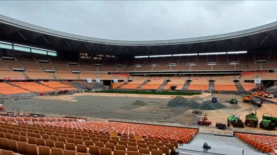 El estadio de La Cartuja, en obras antes de la final de Copa del Rey 2025.