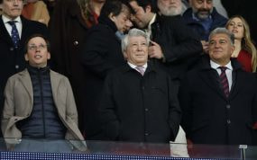 Joan Laporta, en el palco del Metropolitano.