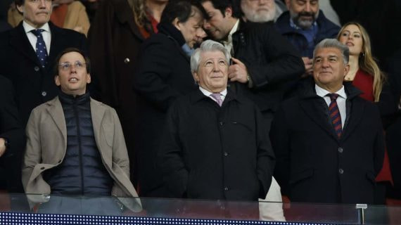 Joan Laporta, en el palco del Metropolitano.