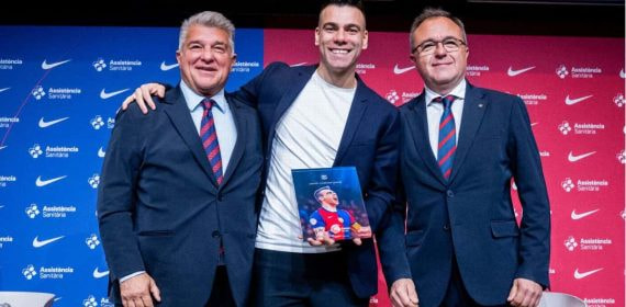 Joan Laporta, Sergio Lozano y Aureli Mas en en el Auditori 1899.