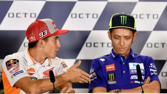 Marc Márquez, junto a Valentino Rossi.