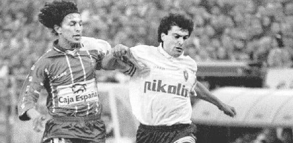 Paco Higuera, en un encuentro contra el Valladolid.
