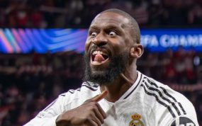 Rüdiger, durante su celebración tras anotar el penalti.