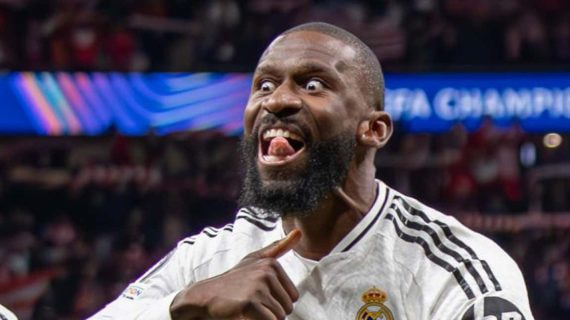 Rüdiger, durante su celebración tras anotar el penalti.
