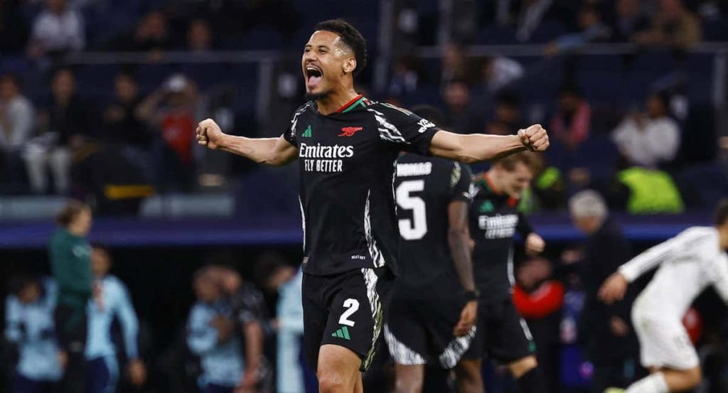 Mikel Saliba lideró la defensa del Arsenal en el Santiago Bernabéu.