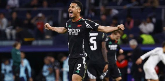 Mikel Saliba lideró la defensa del Arsenal en el Santiago Bernabéu.