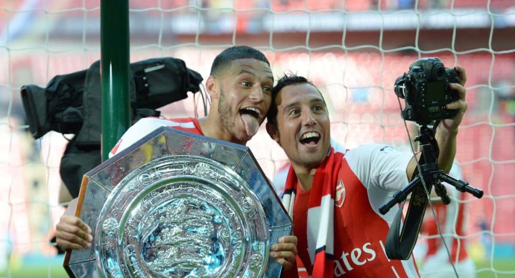 Cazorla celebra la Community Shield de 2014.