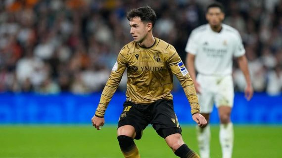 Martín Zubimendi, en el Bernabéu.
