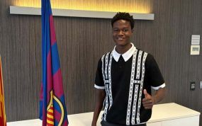 Baba Kaurouma, en las oficinas del Barcelona.