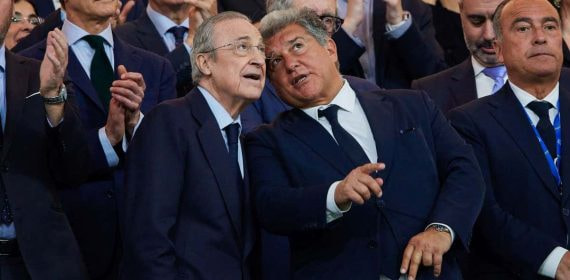 Florentino Pérez y Joan Laporta, durante un Clásico.