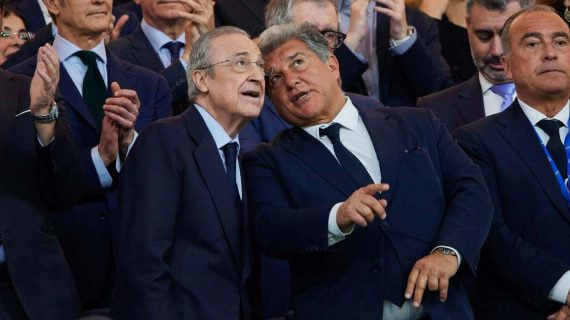 Florentino Pérez y Joan Laporta, durante un Clásico.