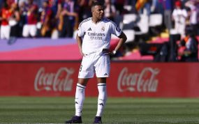 Kylian Mbappé, en el partido contra el Barcelona.