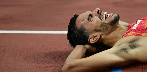 Mo Katir durante su participación en el Mundial de atletismo de 2023.