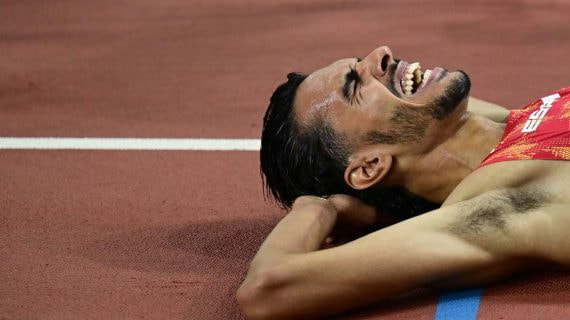Mo Katir durante su participación en el Mundial de atletismo de 2023.