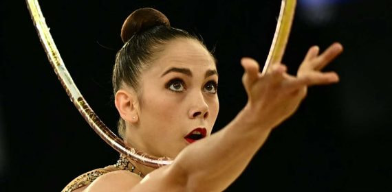 Polina Berezina, durante su participación en los Juegos Olímpicos de París.
