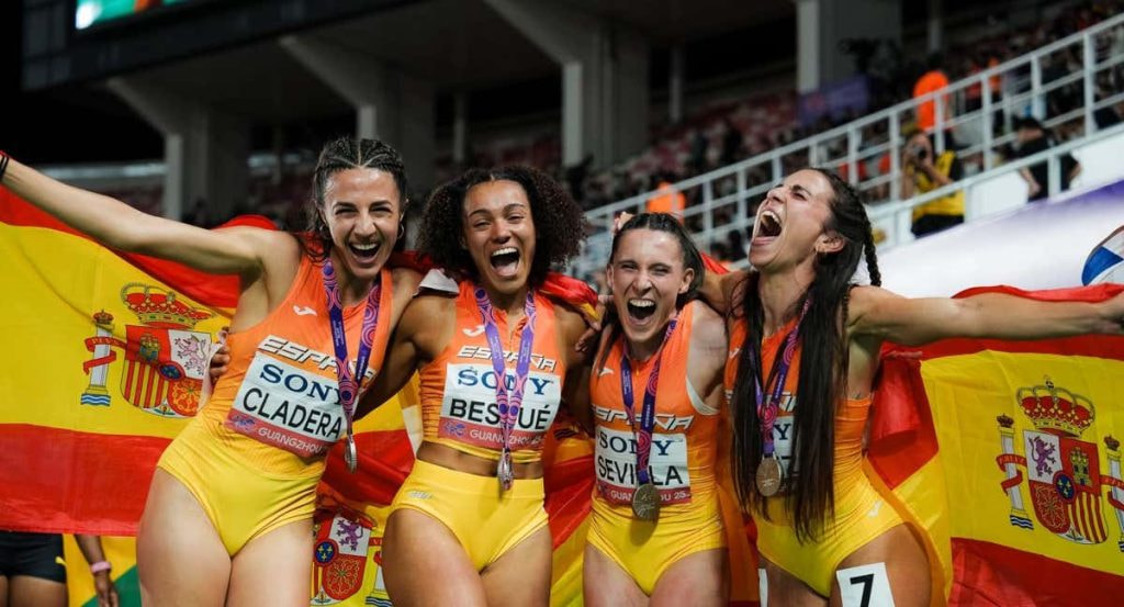 El 4x100 femenino español se proclama subcampeón del mundo de relevos