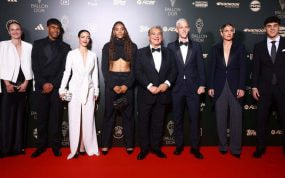 Lamine Yamal y Aitana Bonmatí, junto con el resto de la expedición del FC Barcelona en la Gala del Balón de Oro.