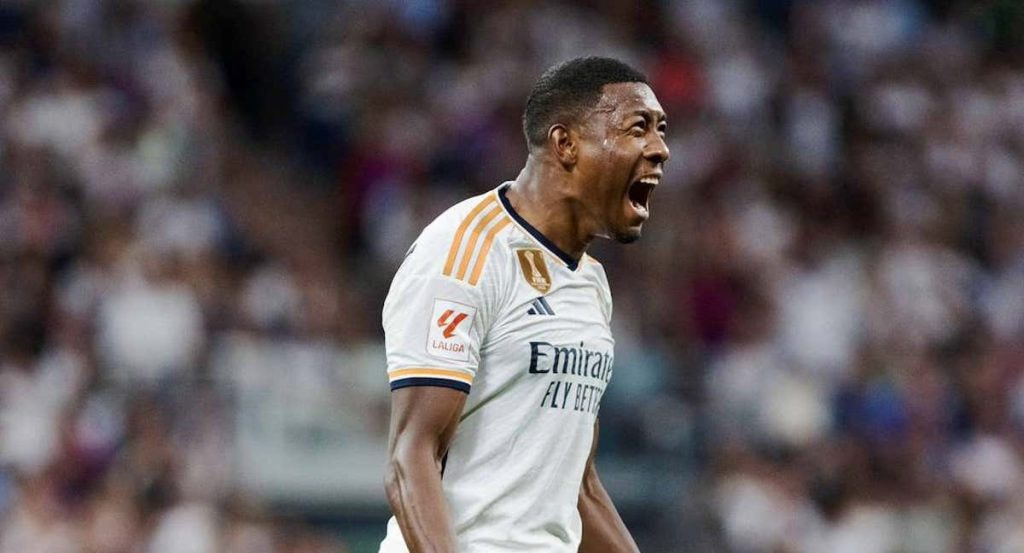 Alaba, celebrando con el Real Madrid.