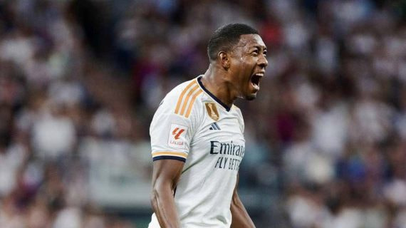 Alaba, celebrando con el Real Madrid.